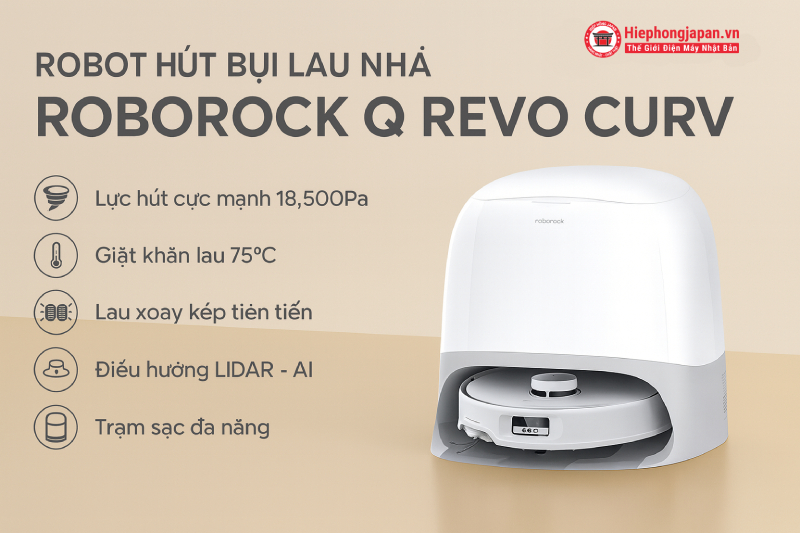 Robot hút bụi lau nhà Roborock Q Revo Curv chính hãng tại Hiệp Hồng Japan