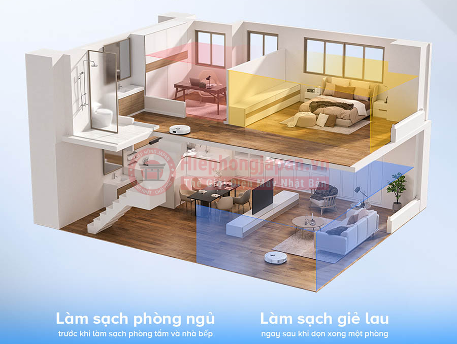 Roborock Qrevo 5AE Smartplan làm sạch từng bề mặt