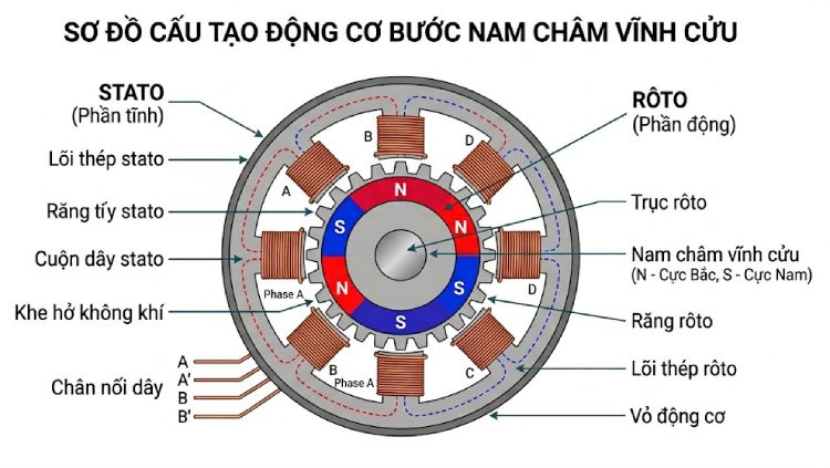 Cấu tạo Stepping Motor