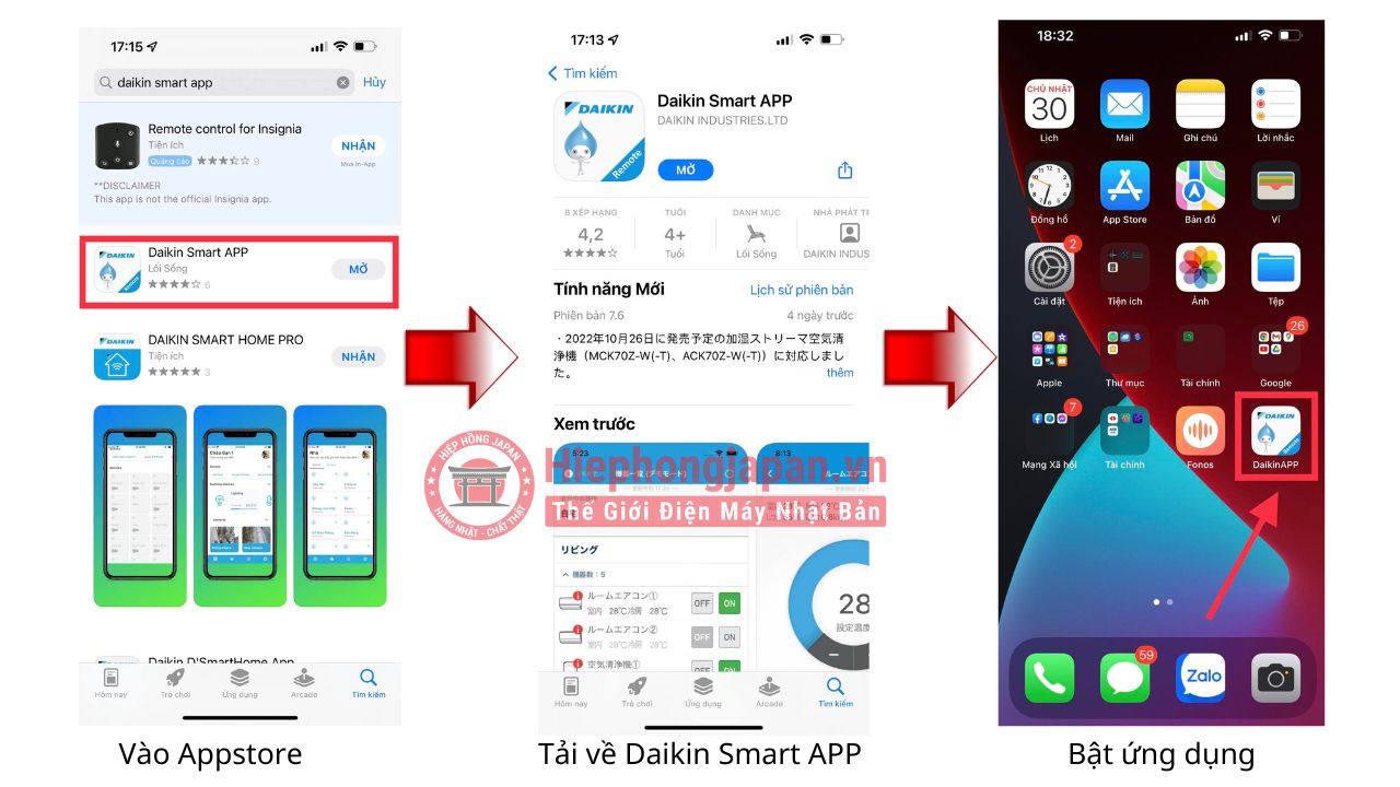 huong dan ket noi dien thoai voi ung dung daikin