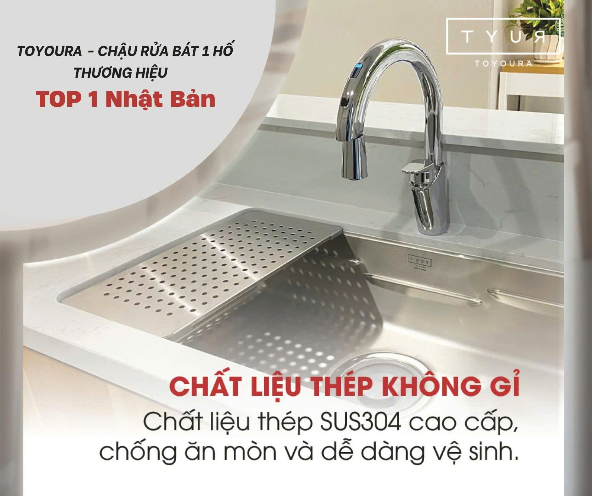 Thép SUS304 của chậu rửa bát 1 hố Toyoura khác gì Inox 304 thông thường?