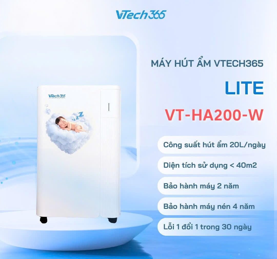 VTech365 VT-HA200-W (20L/ngày) – Giải pháp êm ái cho phòng nhỏ