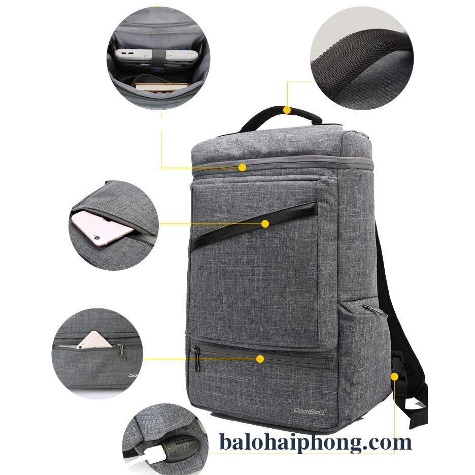 Balo Laptop 15.6 Inch Coolbell 7002 Xám Sáng