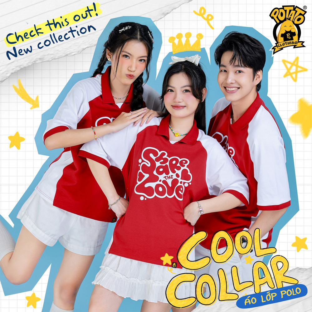 Áo polo Cool Collar đỏ phá cách tự do - mặt trước