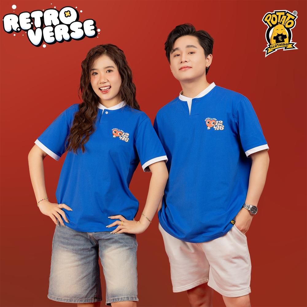 Áo thun Retroverse màu xanh dương mặt sau
