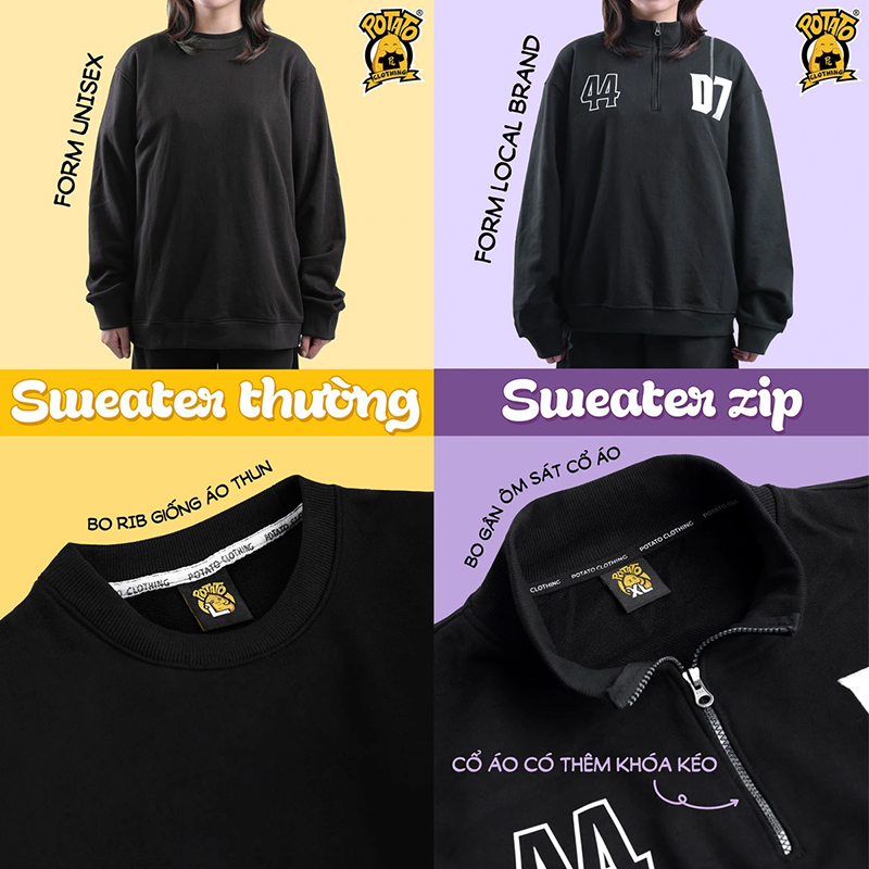 Áo Sweater Zip là phiên bản nâng cấp của sweater truyền thống