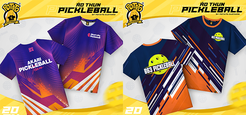Mẫu thiết kế áo đồng phục Pickleball cotton 4 chiều co giãn, thoáng mát