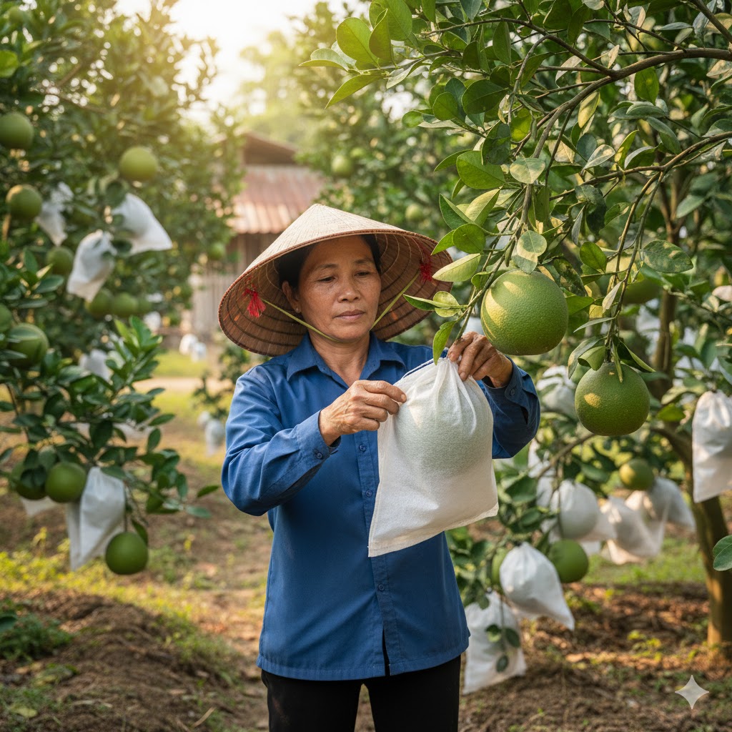 Túi bọc trái cây HVL bảo vệ trái xoài khỏi ruồi vàng