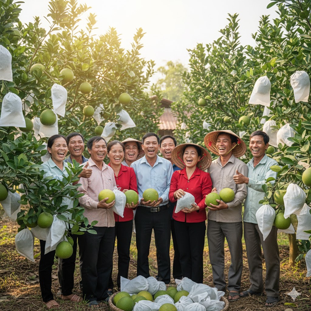 Nhà vườn HVL thu hoạch bưởi sạch