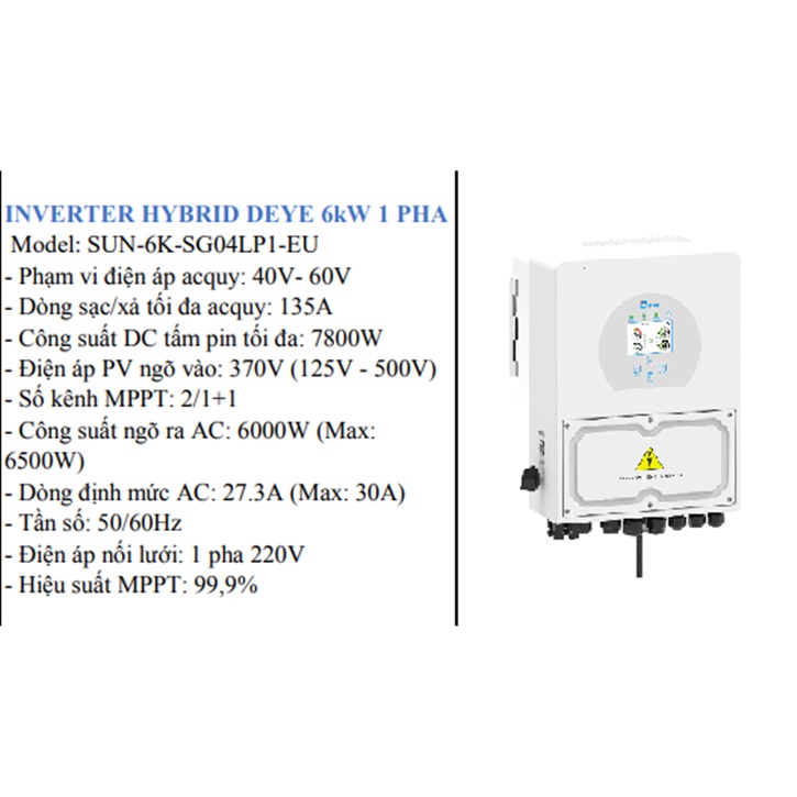 Biến tần Inverter Hybrid DEYE 6kW SUN-6K-SG04LP1-EU