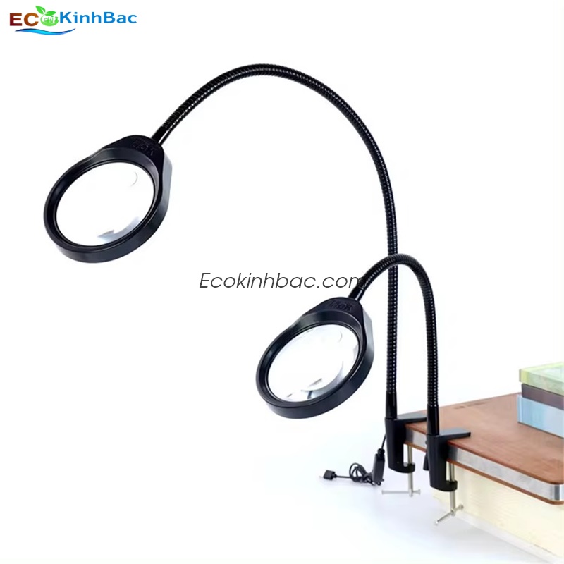 Kính lúp kẹp bàn, điều chỉnh ánh sáng, PD032AL Thấu kính trắng 3X. Dùng quan sát linh kiện điện tử, soi vải, soi đá.