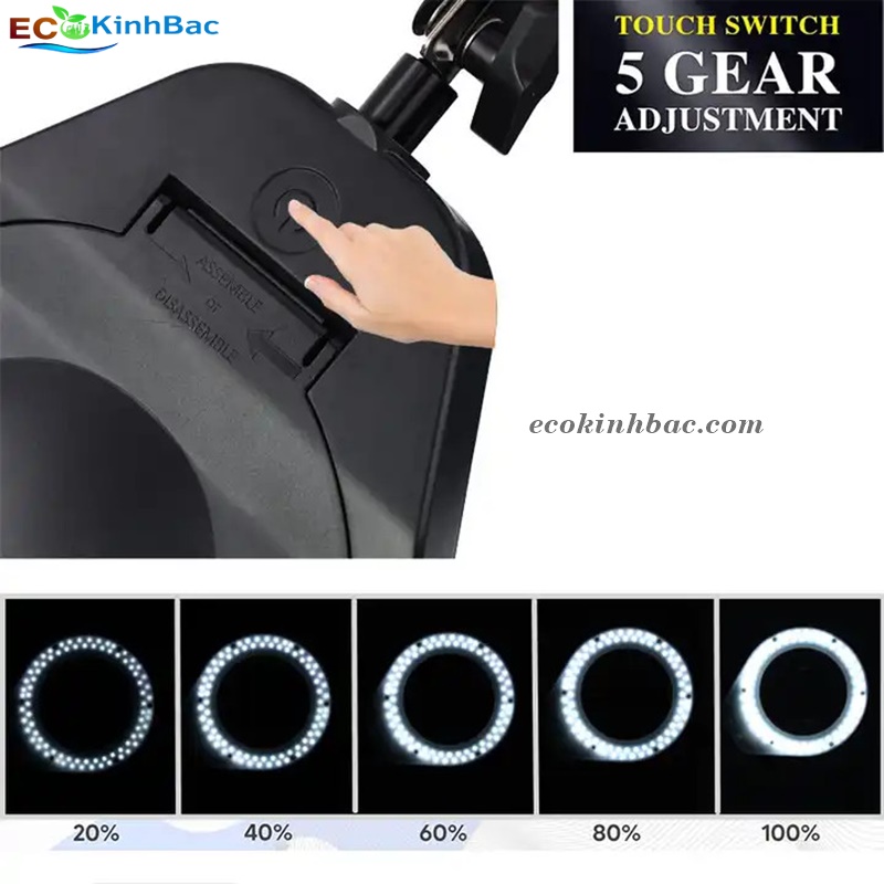 Kính lúp kẹp bàn, điều chỉnh ánh sáng. PD550178, thấu kính phổ thông.