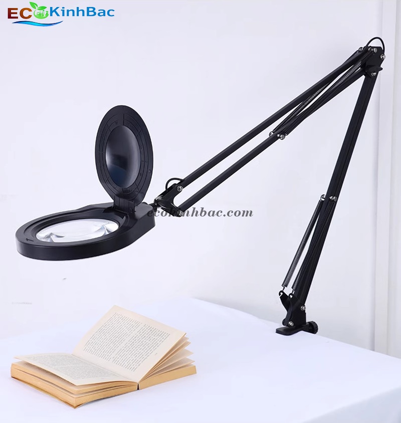 Kính lúp kẹp bàn, điều chỉnh ánh sáng. PD550178, thấu kính phổ thông.