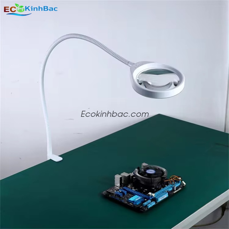 Kính lúp kẹp bàn, điều chỉnh ánh sáng, PD032AL Thấu kính trắng 3X. Dùng quan sát linh kiện điện tử, soi vải, soi đá.