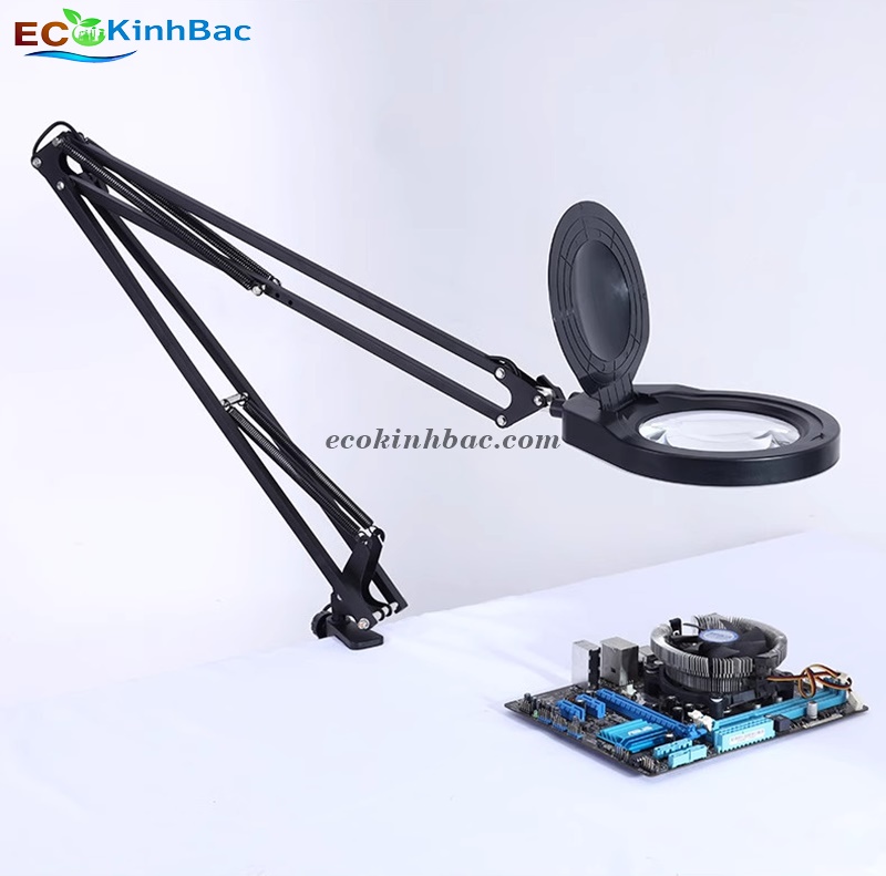 Kính lúp kẹp bàn, điều chỉnh ánh sáng. PD550178, thấu kính phổ thông.