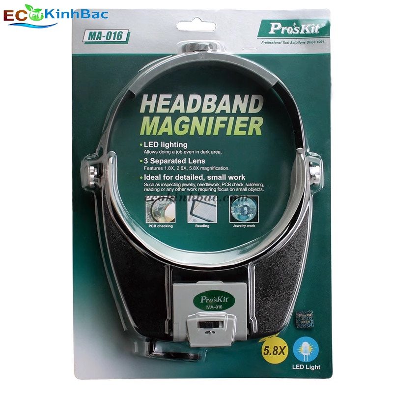 Kính lúp đeo đầu có đèn led Proskit MA-016. Hàng chính hãng giá tốt