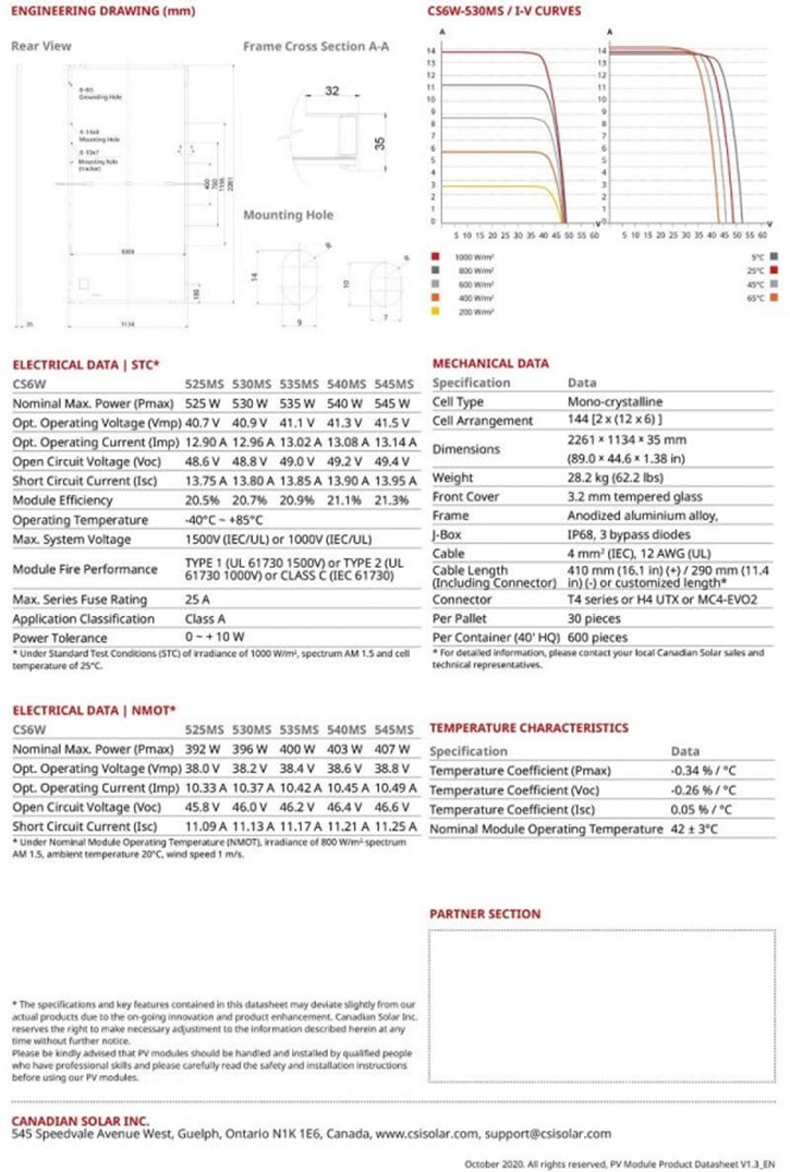Tấm pin Canadian Solar 535 Wp I Tấm pin năng lượng Canadian Solar