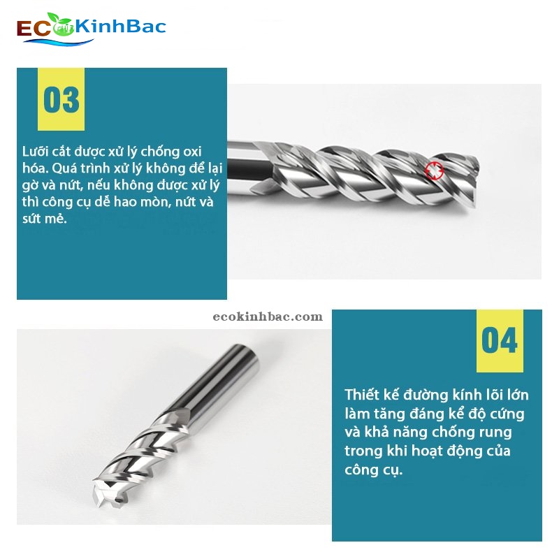 Dao Phay Ngón 3F 55HRC. Chuyên gia công nhôm, chất liệu hợp kim