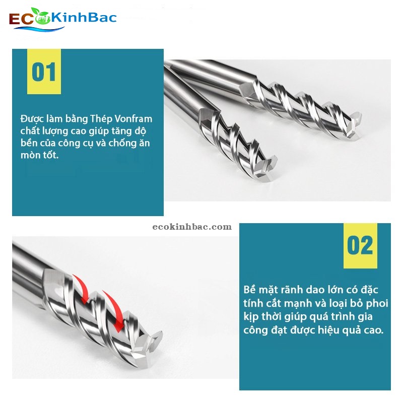 Dao Phay Ngón 3F 55HRC. Chuyên gia công nhôm, chất liệu hợp kim