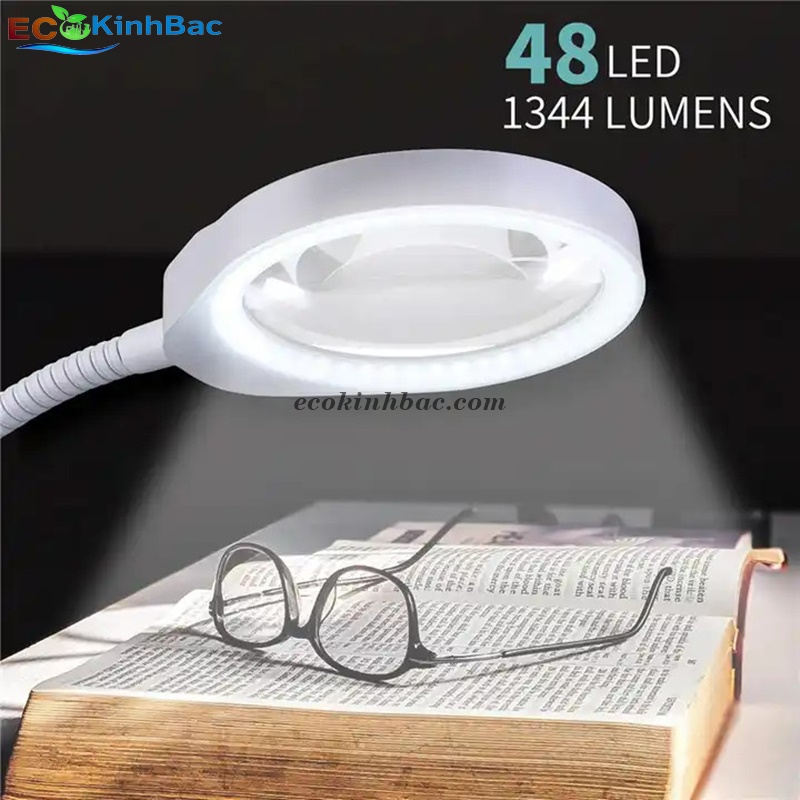 Kính lúp để bàn có đèn điều chỉnh ánh sáng, độ phóng đại 20x. Mã sản phẩm PD-032C thấu kính trắng
