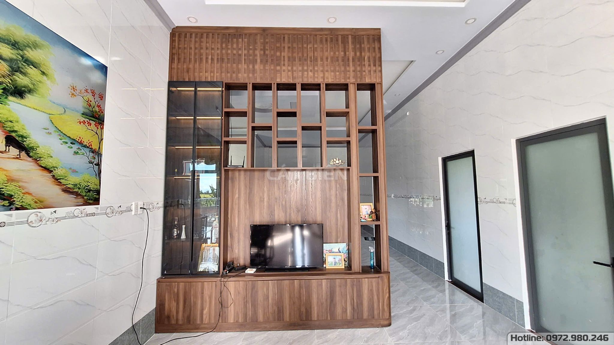 xưởng thiết kế sản xuất thi công lắp đặt tủ rượu, kệ tivi hòn đất kiên giang