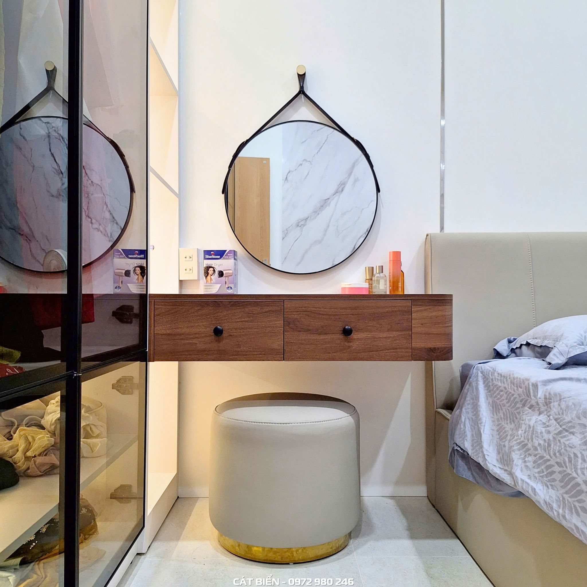 xưởng thiết kế sản xuất thi công lắp đặt giường ngủ, tủ quần áo, bàn trang điểm, bàn làm việc, kệ sách, ghế đôn, tủ trang trí CIC Boulevard