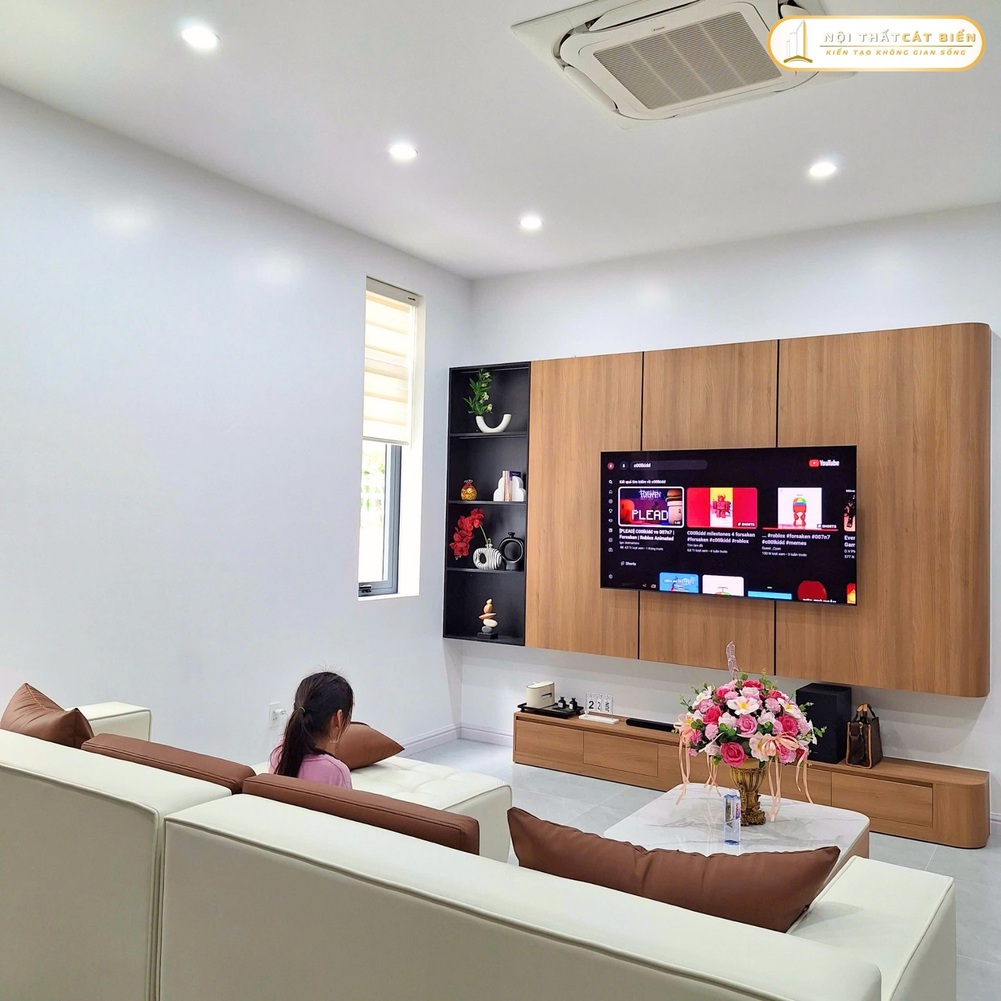 xưởng thiết kế sản xuất thi công lắp đặt tủ kệ tivi, tủ trang trí, bàn tiếp khách phú cường rạch giá