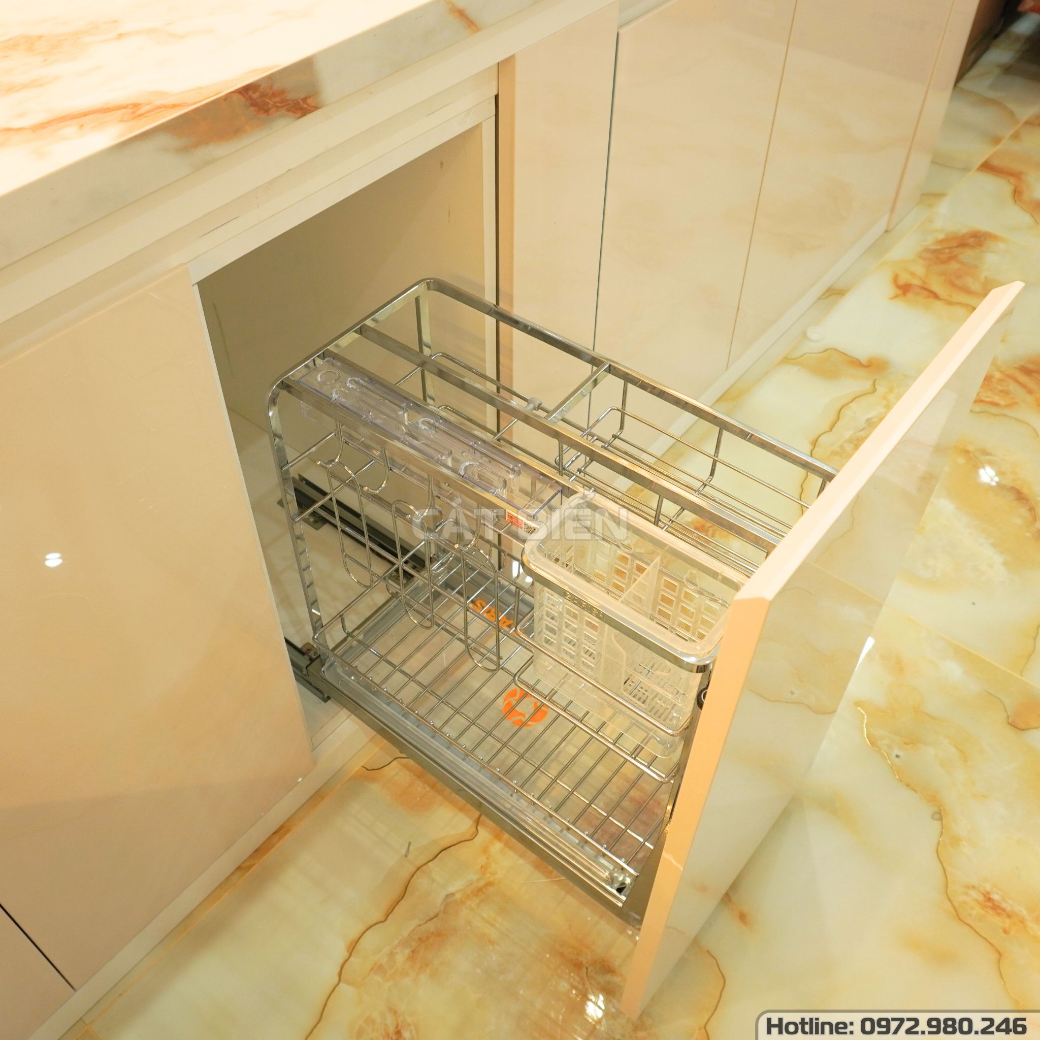 xưởng thiết kế sản xuất thi công lắp đặt tủ bếp, giá dao thớt, giá chai lọ gia vị, kệ xoong nồi, kệ bát đĩa 2 tầng gỗ công nghiệp rạch giá kiên giang