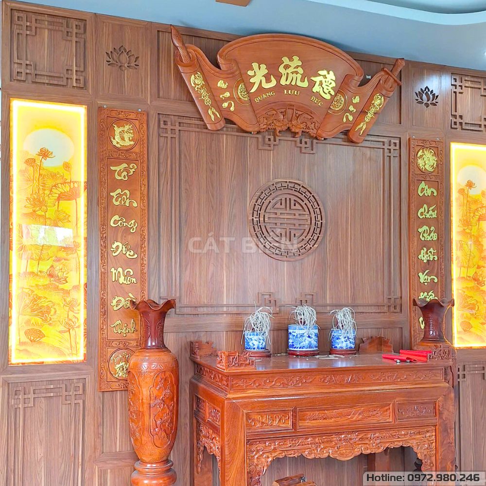 xưởng sản xuất thiết kế thi công lắp đặt vách phòng thờ cnc mdf rạch giá kiên giang