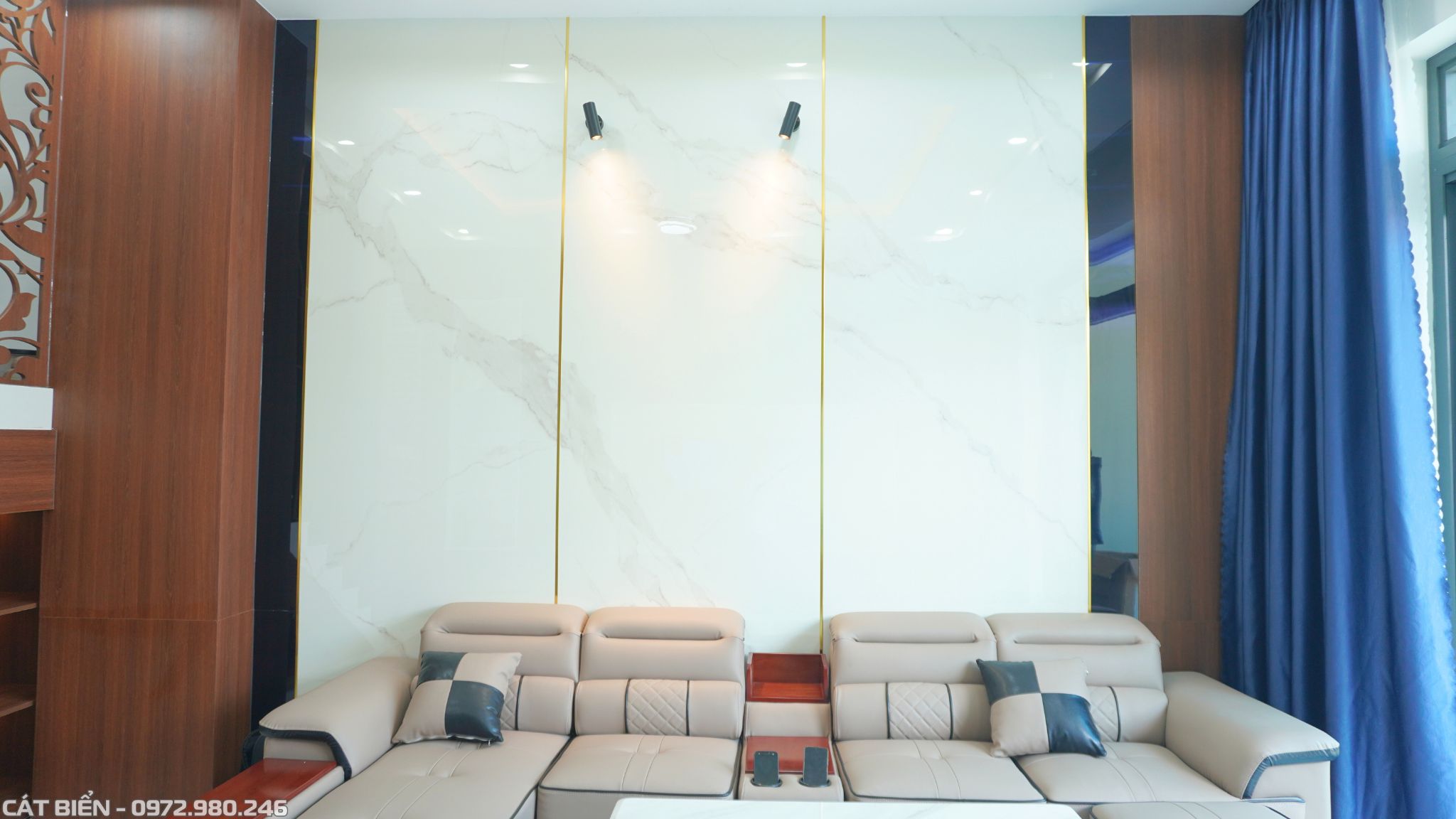 xưởng thiết kế thi công sản xuất nội thất vách trang trí, tranh tráng gương pvc vân đá, tủ kệ tivi, tủ trang trí, tủ cầu thang kiên lương kiên giang