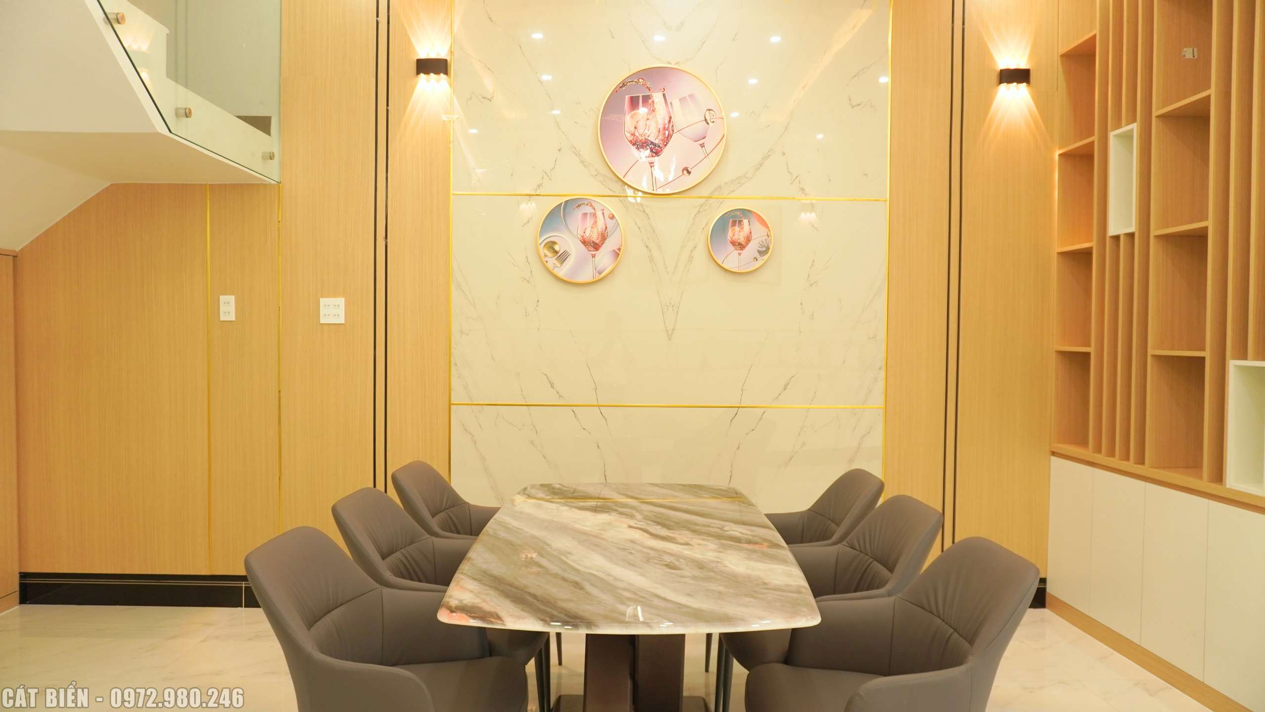 thiết kế thi công nội thất phòng tủ bếp phòng ăn thông minh minh lương kiên giang