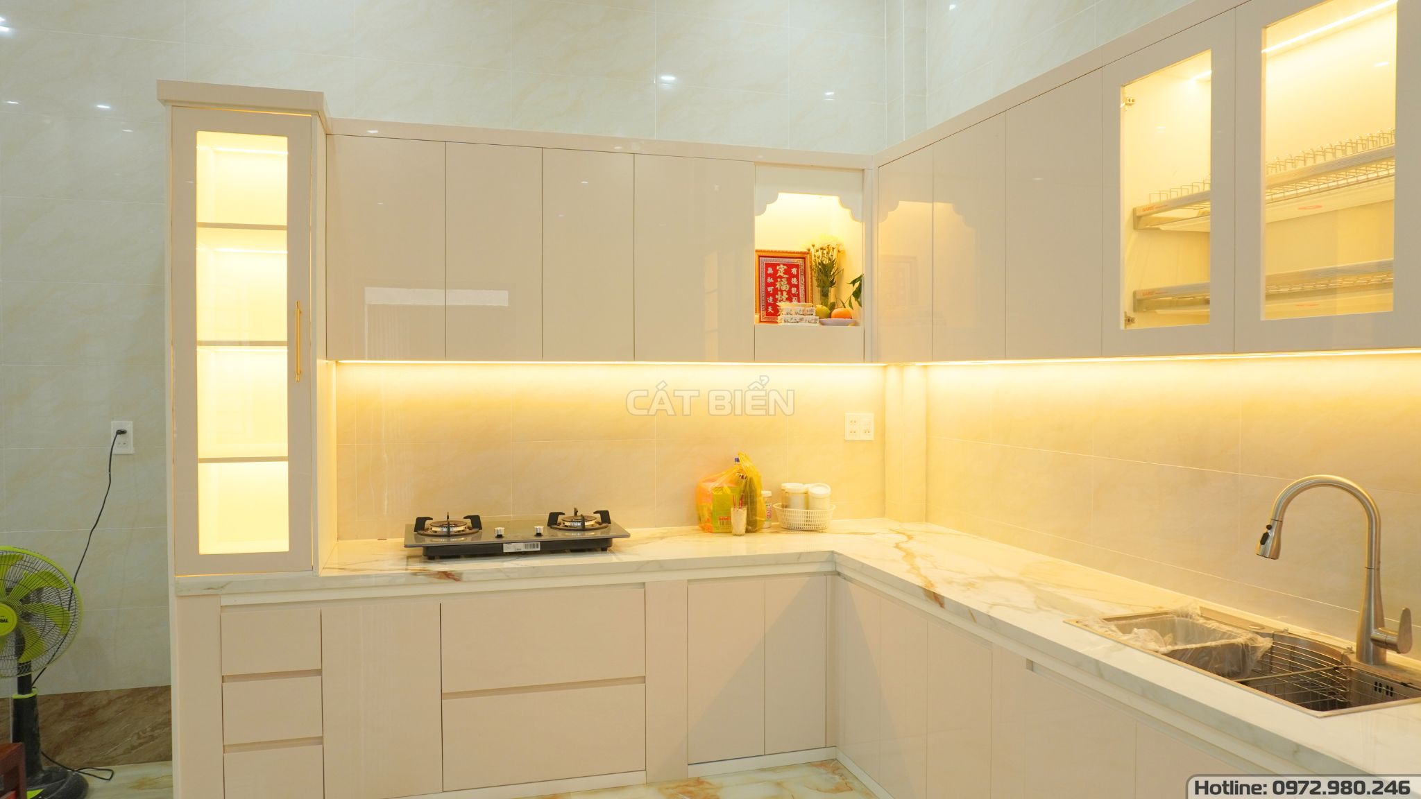 xưởng thiết kế sản xuất thi công lắp đặt tủ bếp, giá dao thớt, giá chai lọ gia vị, kệ xoong nồi, kệ bát đĩa 2 tầng gỗ công nghiệp rạch giá kiên giang