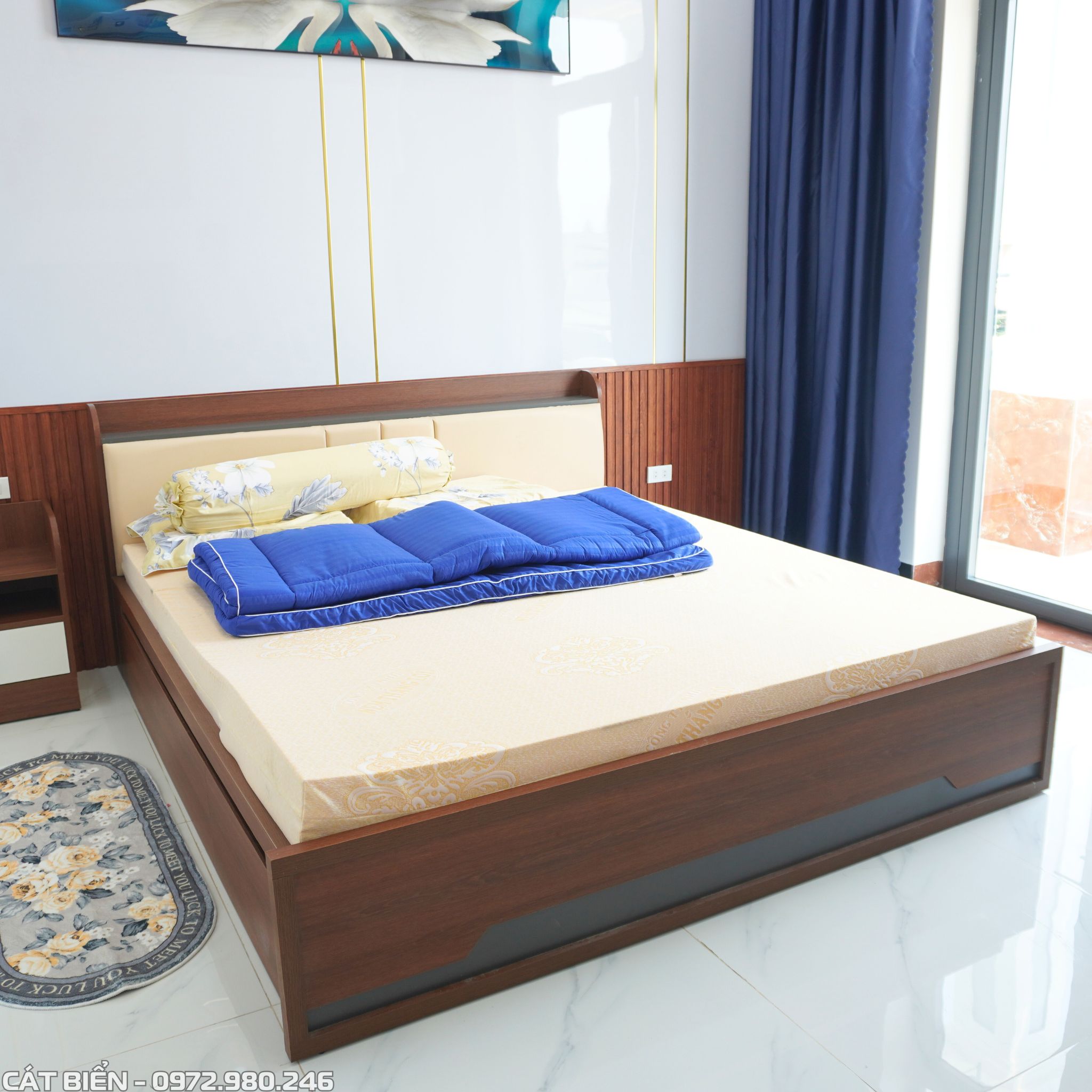 xưởng thiết kế thi công sản xuất nội thất giường ngủ, tab đầu giường, tủ quần áo, bàn học, bàn làm việc, kệ sách, vách lam sóng, vách trang trí kiên lương kiên giang