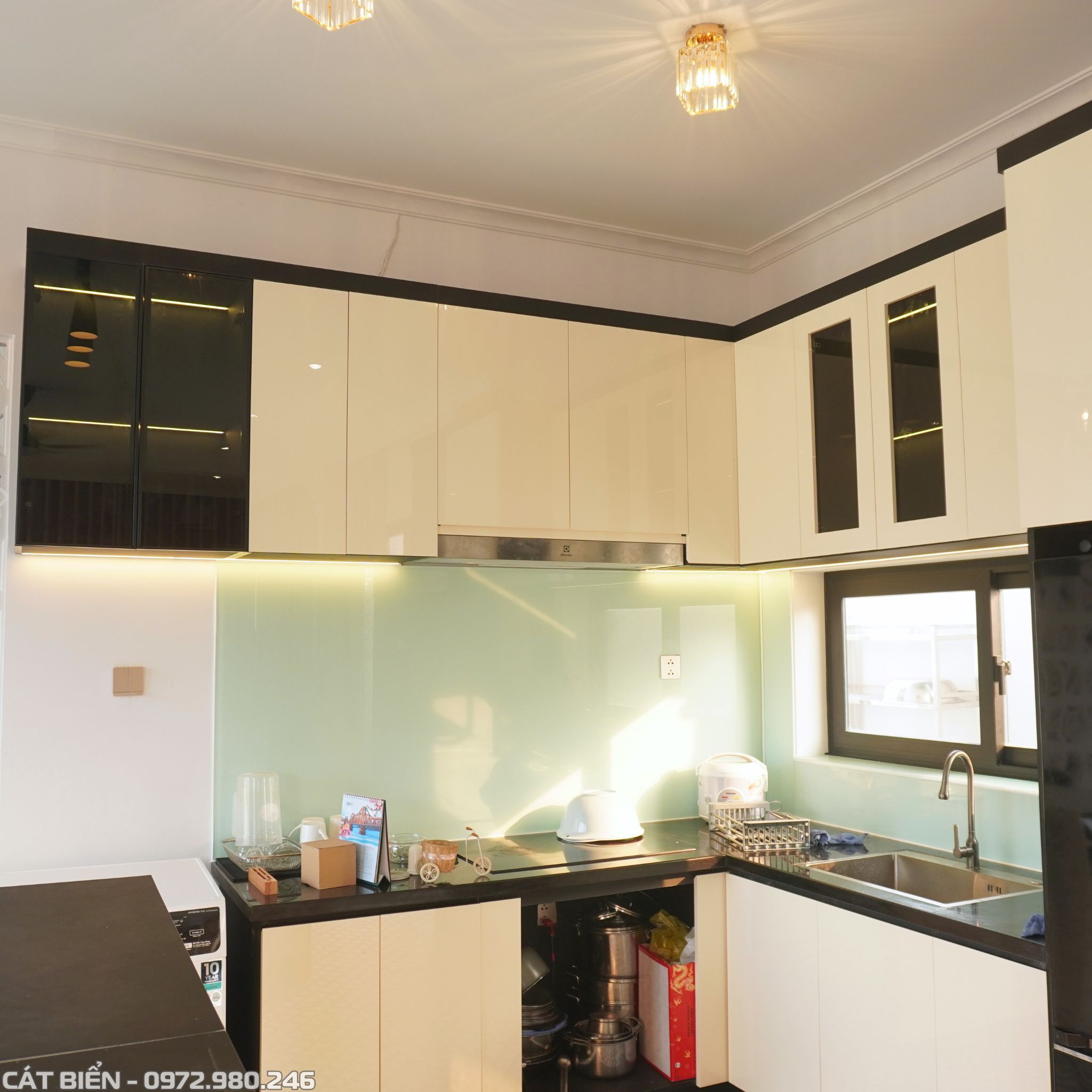 xưởng thi công thiết kế làm tủ bếp mdf an cường thanh thùy gỗ công nghiệp ván nhựa giang thành kiên giang