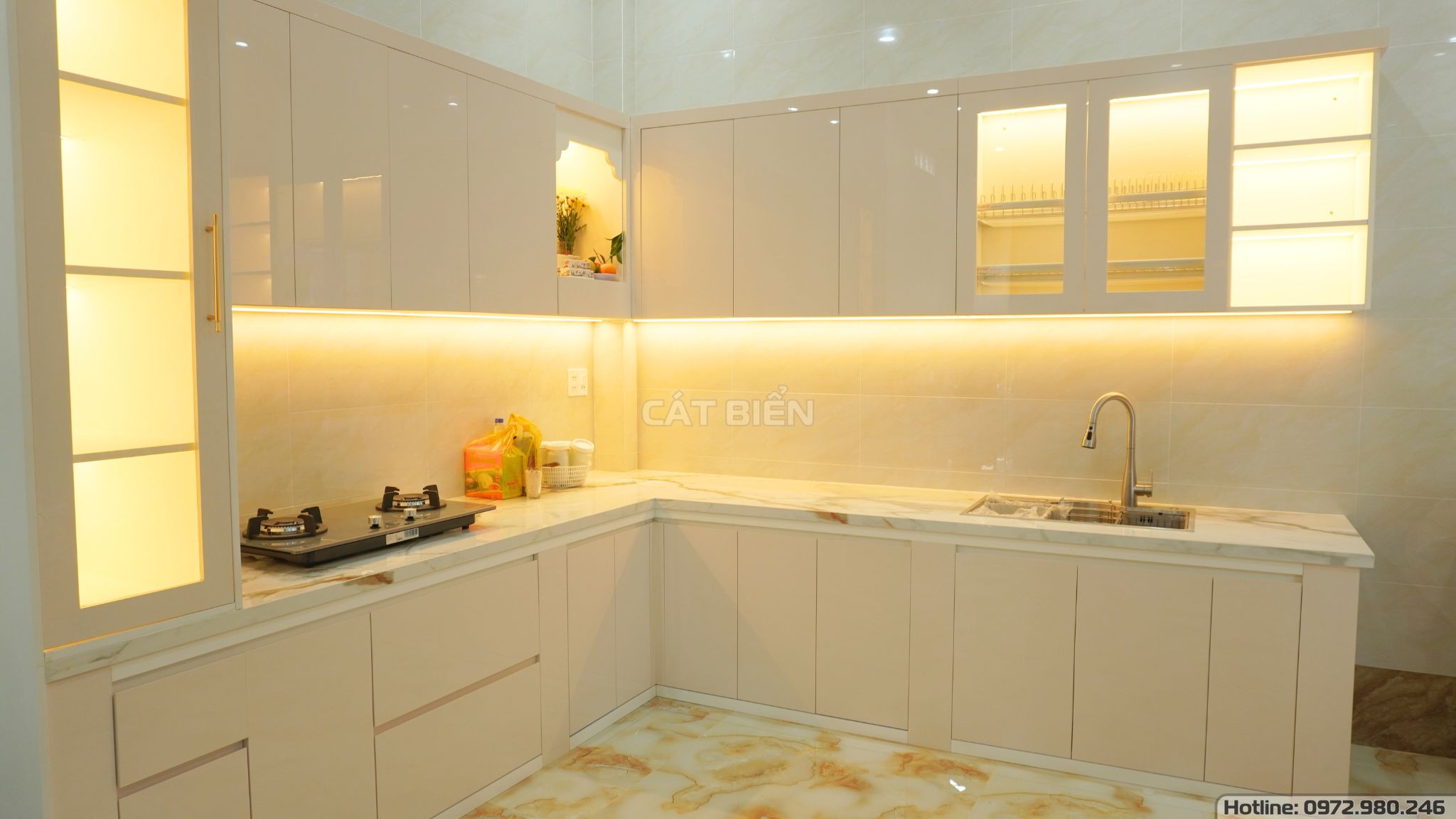 xưởng thiết kế sản xuất thi công lắp đặt tủ bếp, giá dao thớt, giá chai lọ gia vị, kệ xoong nồi, kệ bát đĩa 2 tầng gỗ công nghiệp rạch giá kiên giang