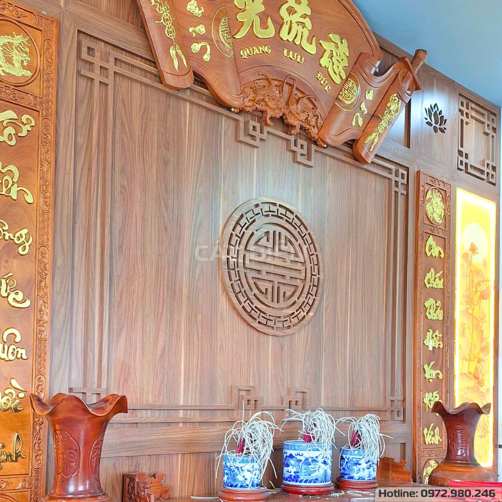 xưởng sản xuất thiết kế thi công lắp đặt vách phòng thờ cnc mdf rạch giá kiên giang