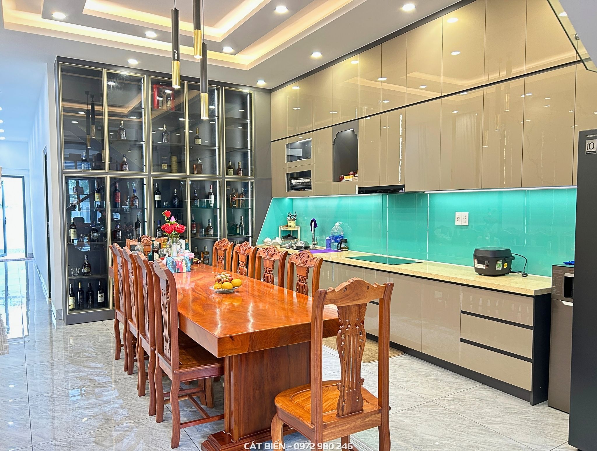 xưởng thiết kế sản xuất thi công lắp đặt tủ bếp, tủ rượu trang trí, phụ kiện bếp thông minh, vách trang trí pvc lam sóng u minh thượng kiên giang