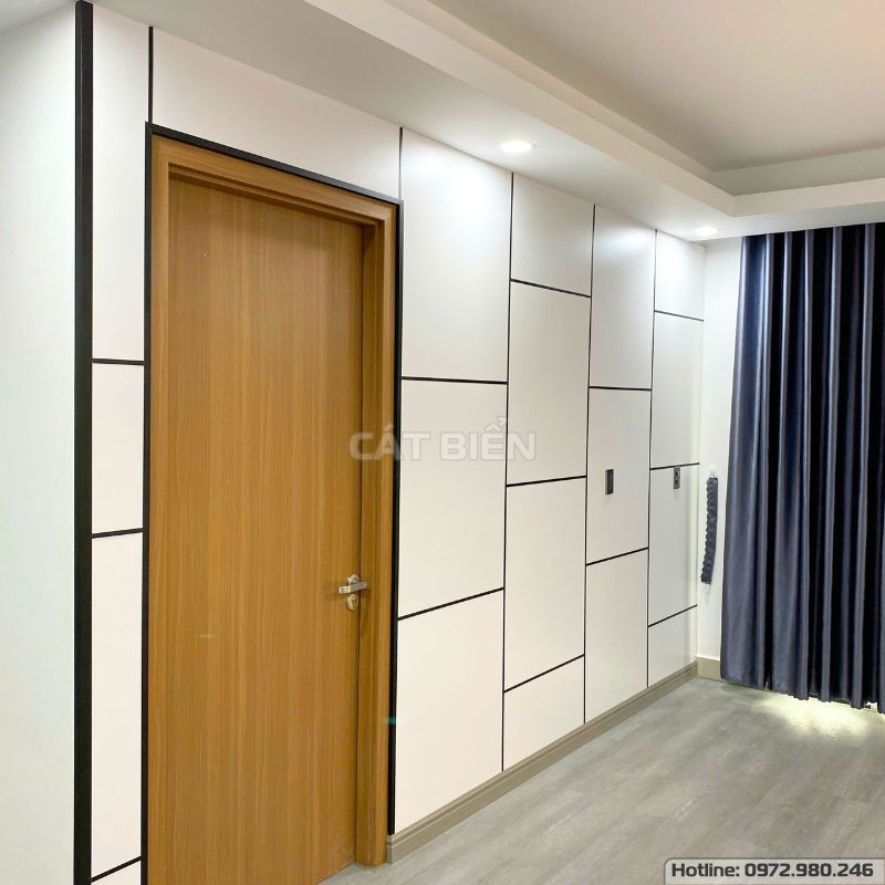 xưởng thiết kế sản xuất thi công nội thất chung cư sophia phú cường vách trang trí mdf rạch giá kiên giang