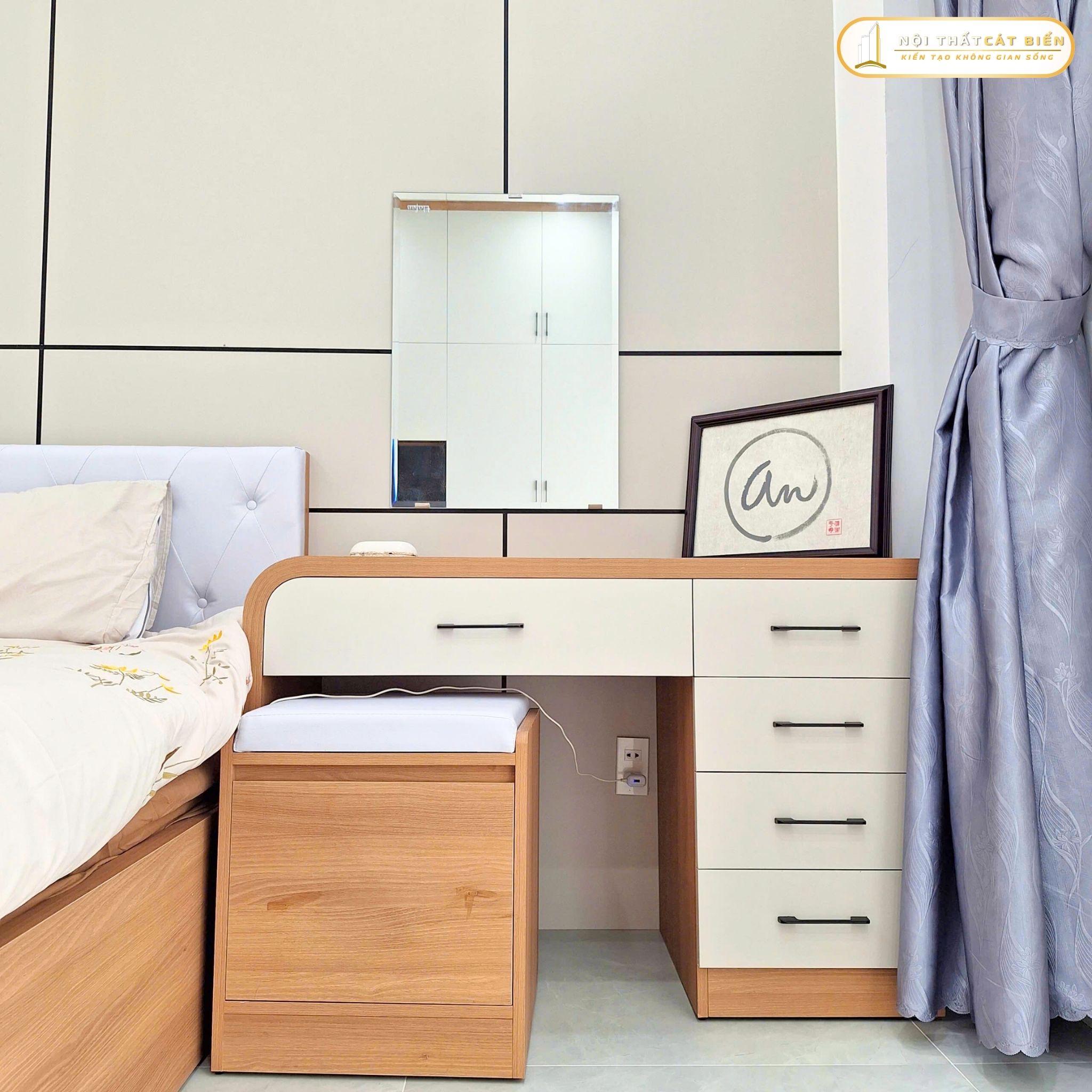 xưởng thiết kế sản xuất thi công lắp đặt giường ngủ, tủ quần áo, tủ đầu giường, bàn trang điểm, tủ để giày phú cường rạch giá