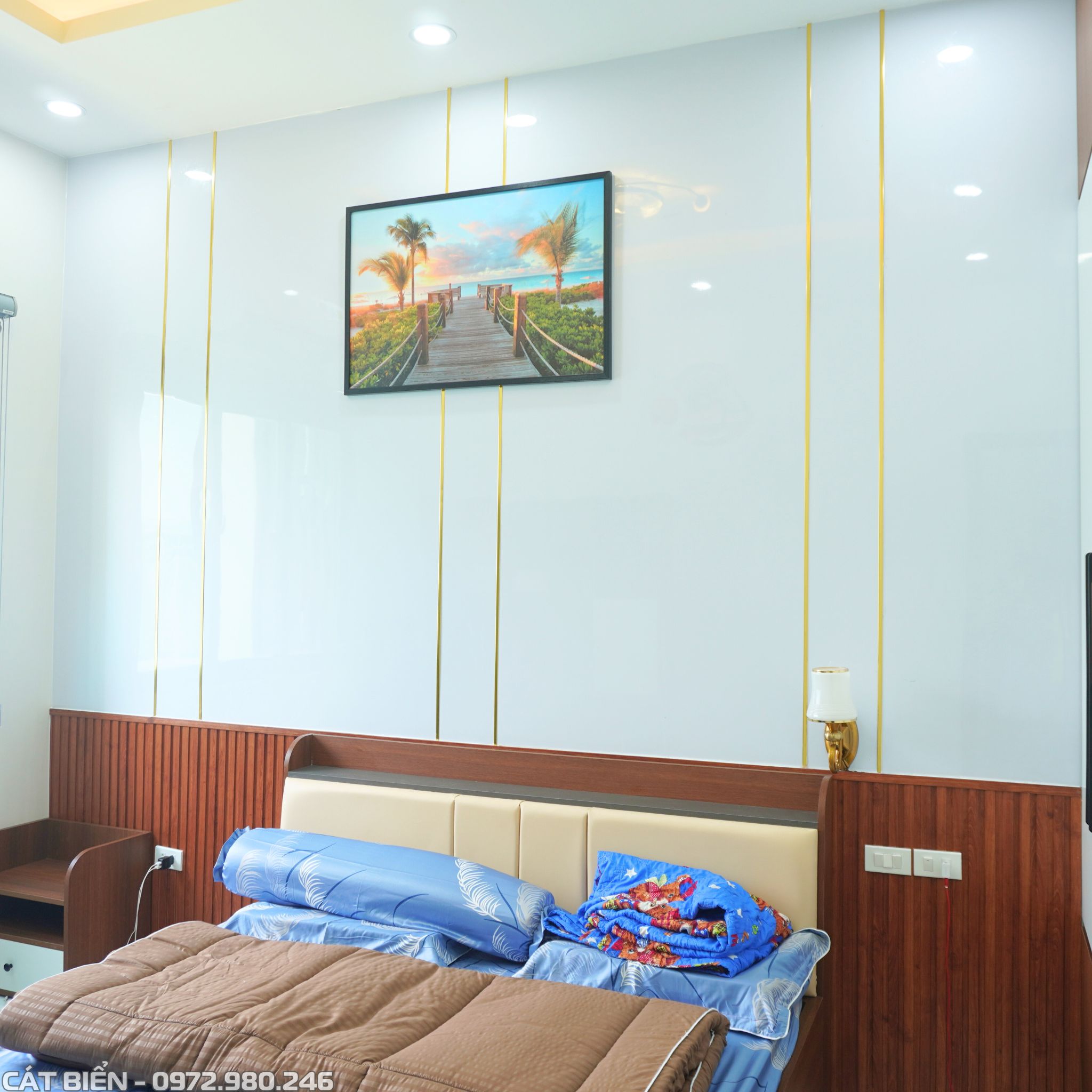 xưởng thiết kế thi công sản xuất nội thất giường ngủ, tab đầu giường, tủ quần áo, bàn học, bàn làm việc, kệ sách, vách lam sóng, vách trang trí kiên lương kiên giang