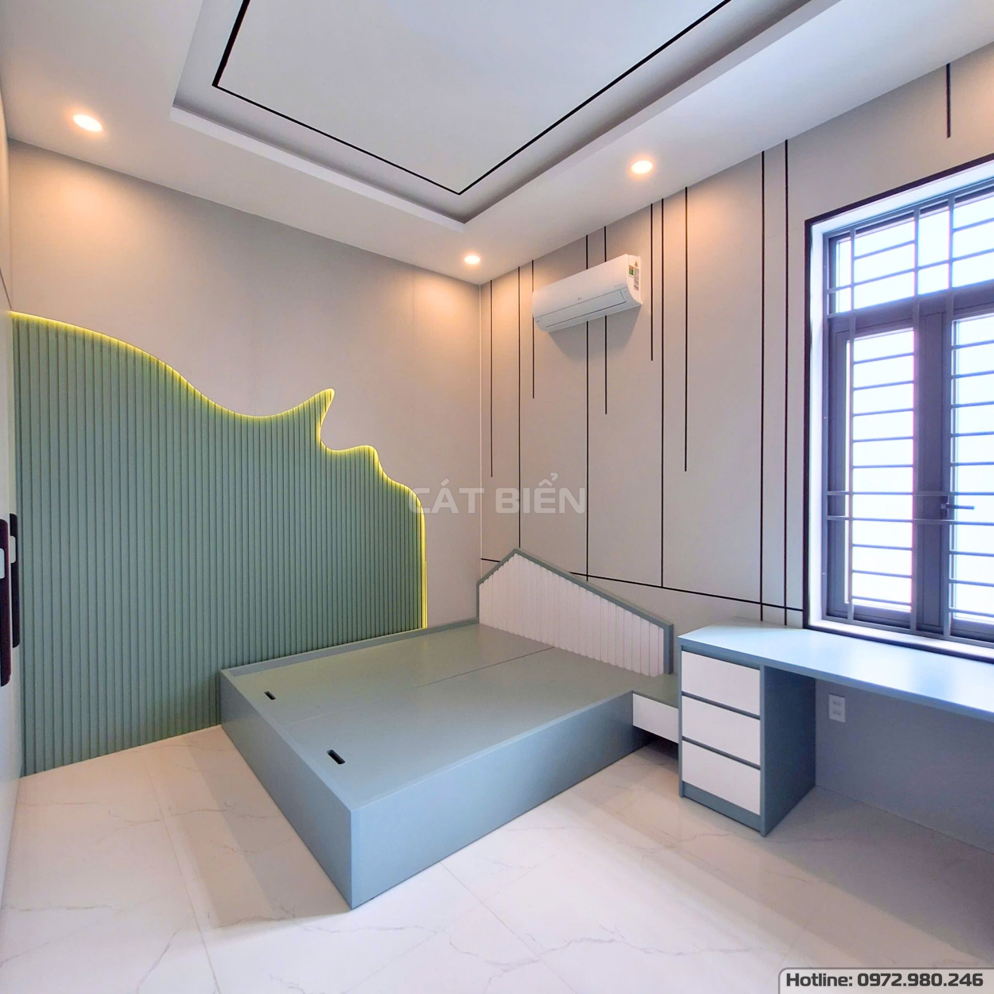 xưởng thiết kế sản xuất thi công lắp đặt giường ngủ, tủ quần áo, tủ đầu giường, bàn học, bàn làm việc, vách trang trí mdf lam sóng gỗ công nghiệp hòn đất kiên giang