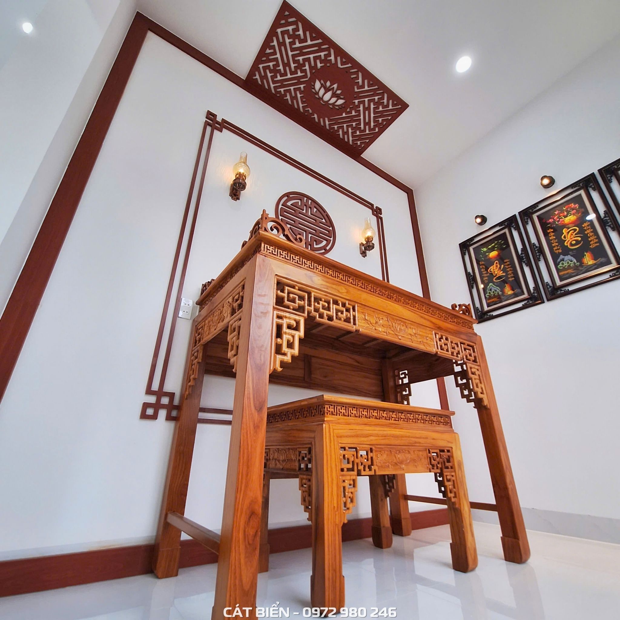 xưởng thiết kế sản xuất thi công lắp đặt vách phòng thờ cnc hòn đất kiên giang