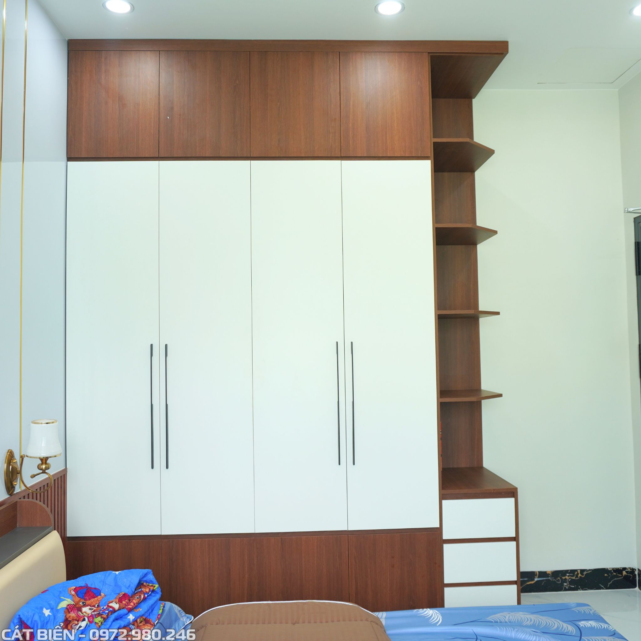 xưởng thiết kế thi công sản xuất nội thất giường ngủ, tab đầu giường, tủ quần áo, bàn học, bàn làm việc, kệ sách, vách lam sóng, vách trang trí kiên lương kiên giang