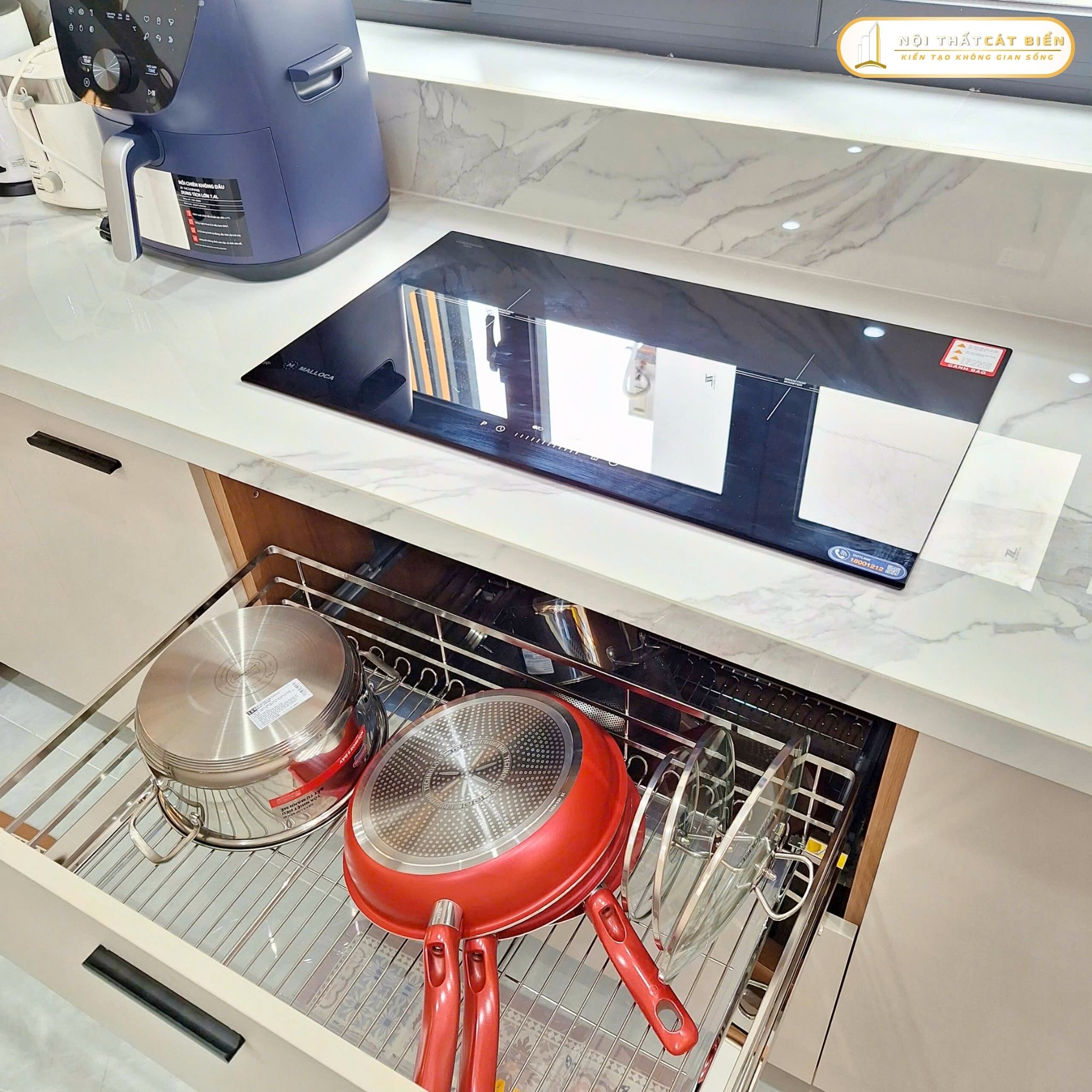 xưởng thiết kế sản xuất thi công lắp đặt tủ bếp, tủ kệ trang trí, ốp PVC vân đá, giá để xoong nồi dao kéo bát đĩa chai lọ, thiết bị bếp, phụ kiện thông minh, bàn đảo phú cường rạch giá