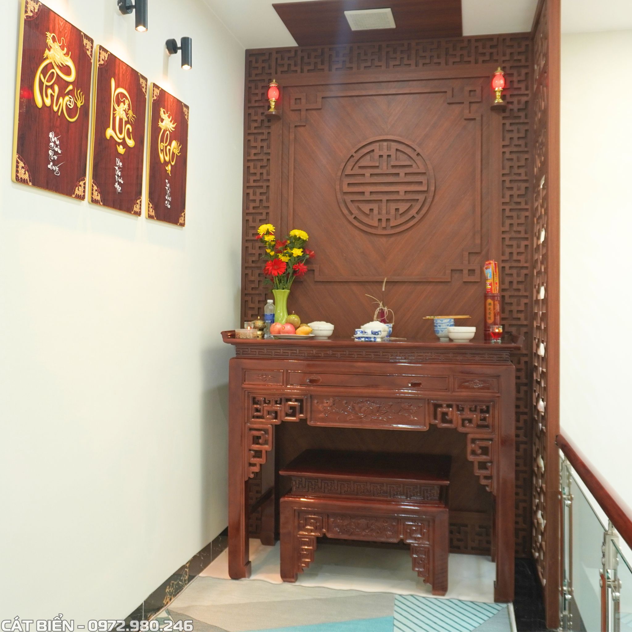 xưởng thiết kế thi công sản xuất nội thất vách phòng thờ kiên lương kiên giang