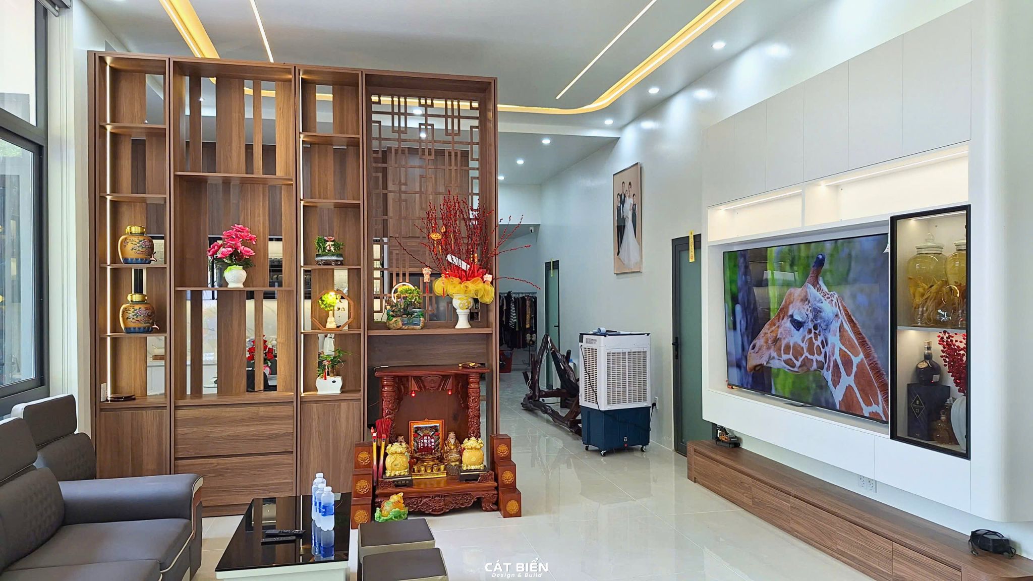 xưởng thiết kế sản xuất thi công lắp đặt kệ tivi, tủ kệ trang trí Kiên Lương