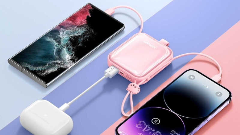 Sạc dự phòng Joyroom Jelly Series 22.5W Power Bank 10000mAh tích hợp 2 dây sạc USBC + iPhone