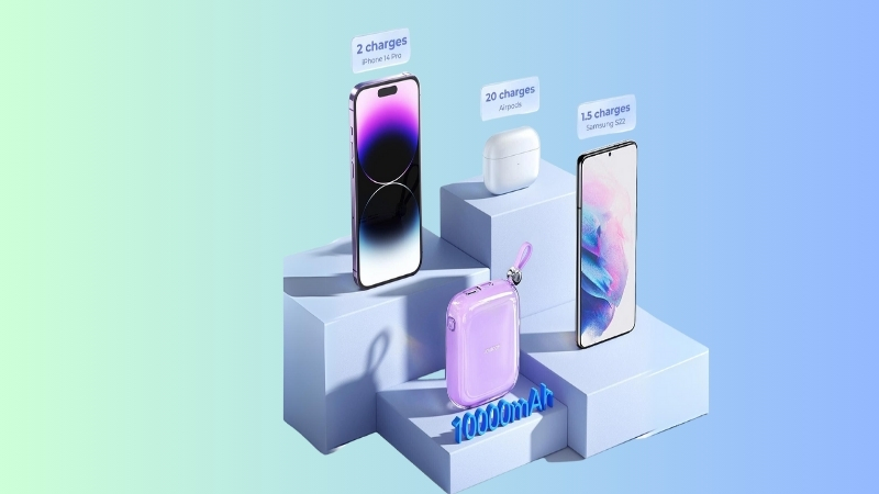 Sạc dự phòng Joyroom Jelly Series 12W Power Bank 10000mAh tích hợp cáp sạc iPhone