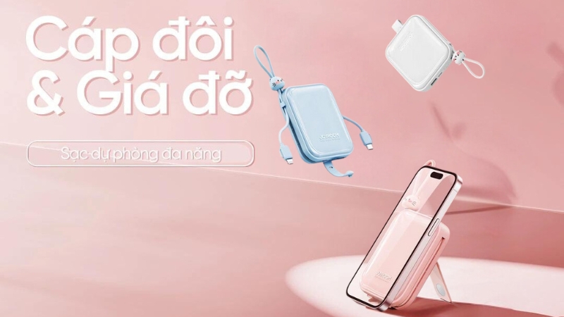 Điểm cộng lớn cho Joyroom Jelly Series chính là tích hợp sẵn hai loại dây sạc phổ biến nhất hiện nay là USB-C và Lightning