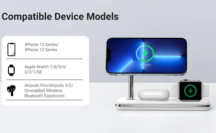 Bộ sạc không dây Ugreen 3 trong 1 Magsafe